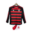 Kit Infantil Flamengo Home Manga Comprida 2025/26 - Adidas infantil
