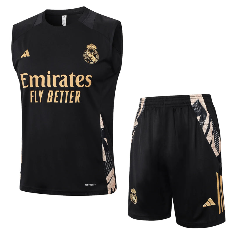 Conjunto de Treino Real Madrid Preto 24/25 - Regata/Short