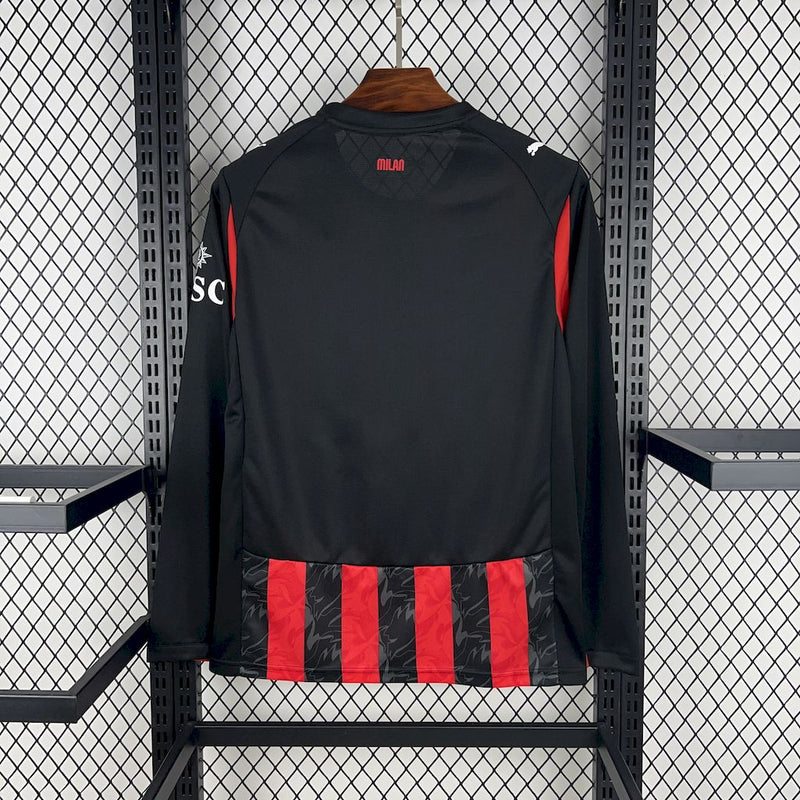 Camisa Milan Home Manga comprida 2025/26 - Versão Torcedor