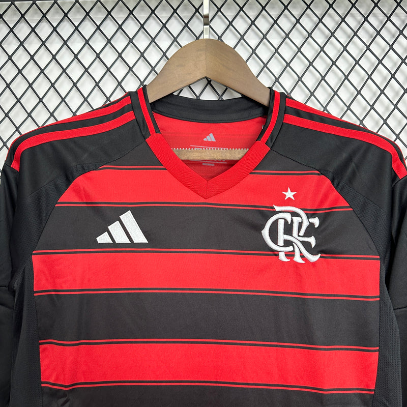Kit Infantil Flamengo Home Manga Comprida 2025/26 - Adidas infantil