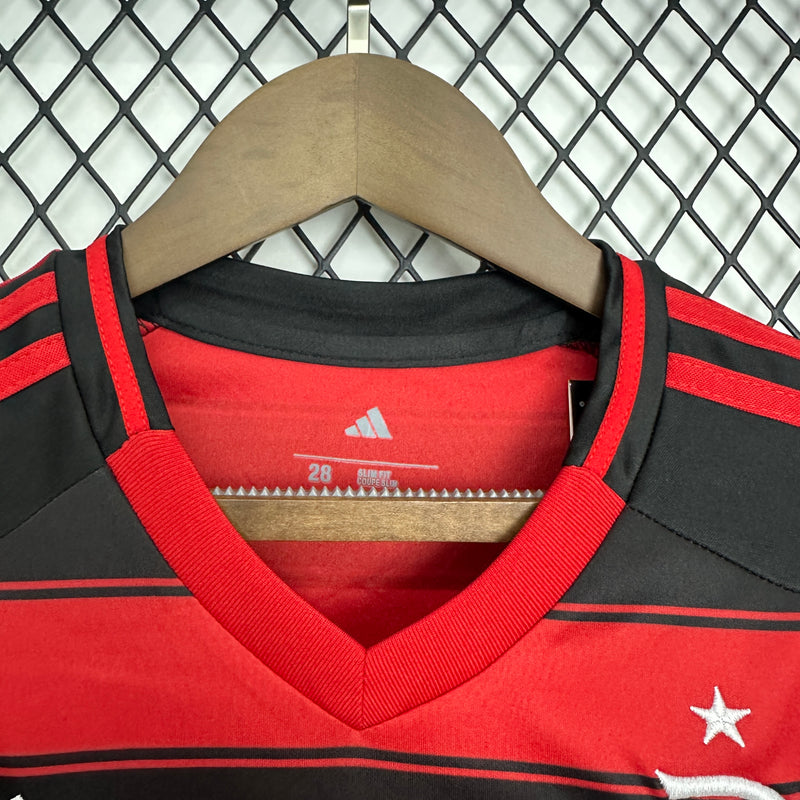 Kit Infantil Flamengo Home Manga Comprida 2025/26 - Adidas infantil