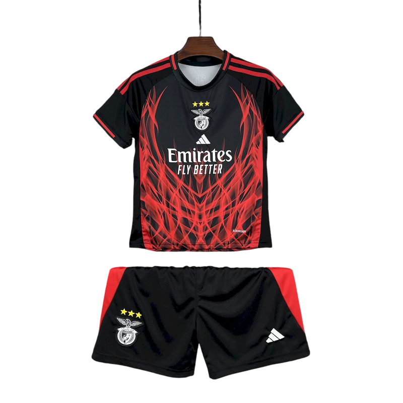 Kit Infantil Benfica Black Red 2025/26 - Adidas Infantil