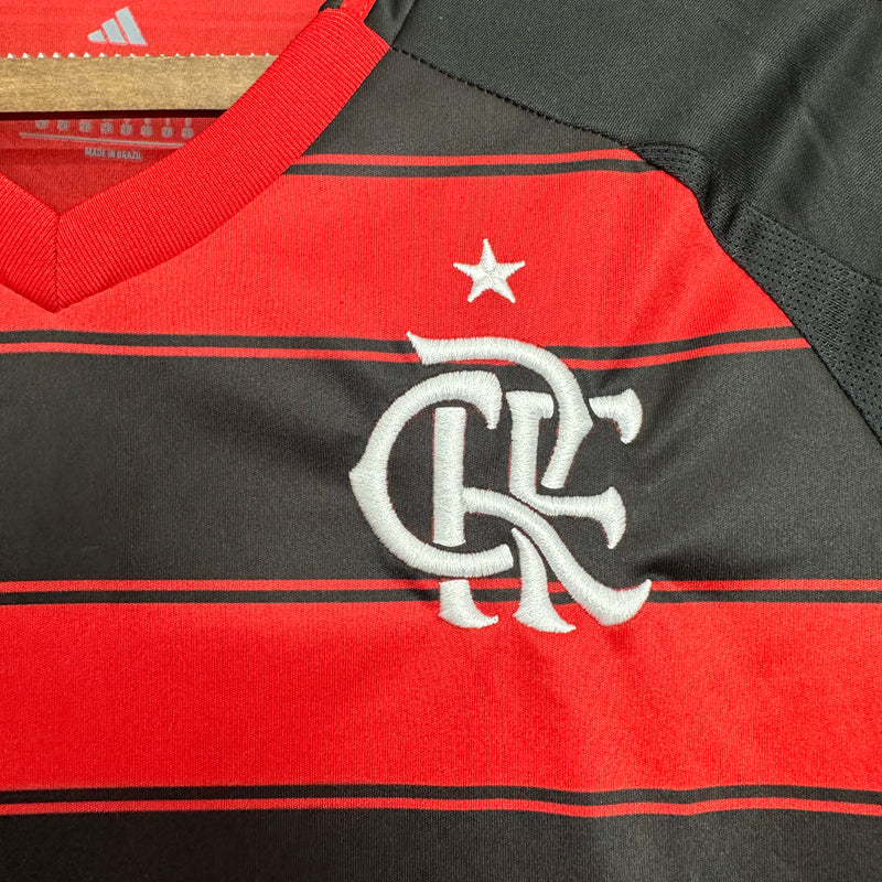 Kit Infantil Flamengo Home Manga Comprida 2025/26 - Adidas infantil