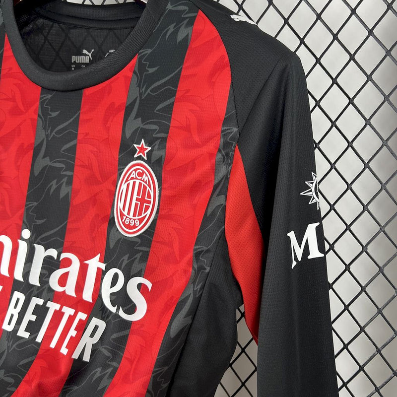 Camisa Milan Home Manga comprida 2025/26 - Versão Torcedor
