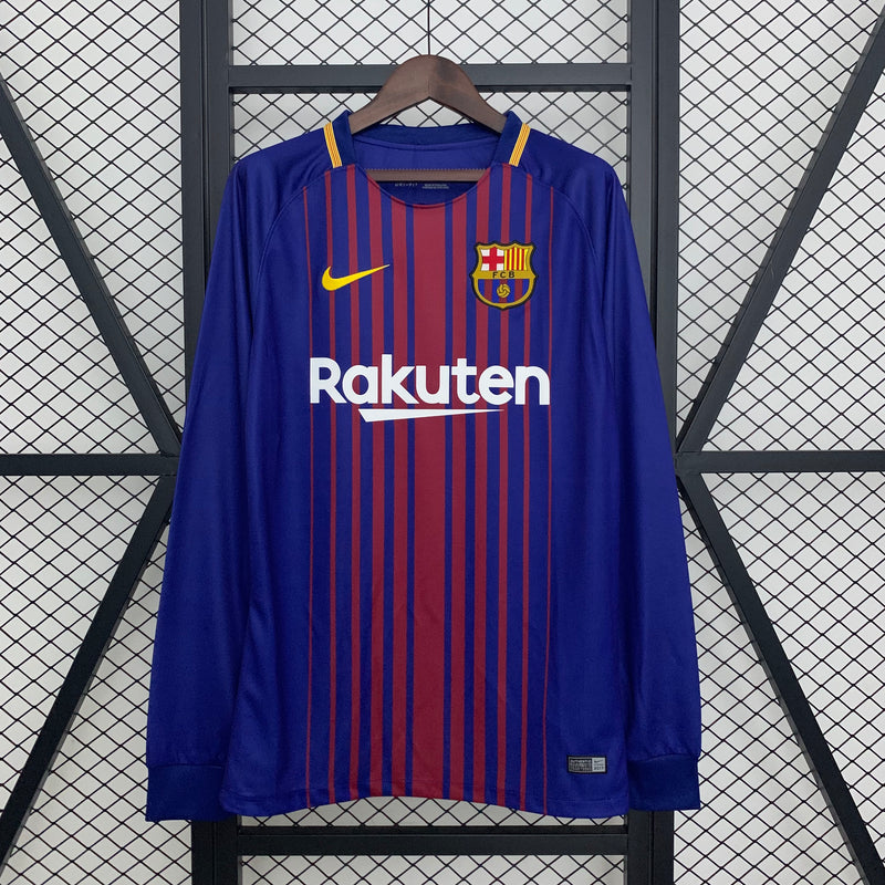 Camisa Barcelona Home 2017/18 - Versão Retro Manga Comprida