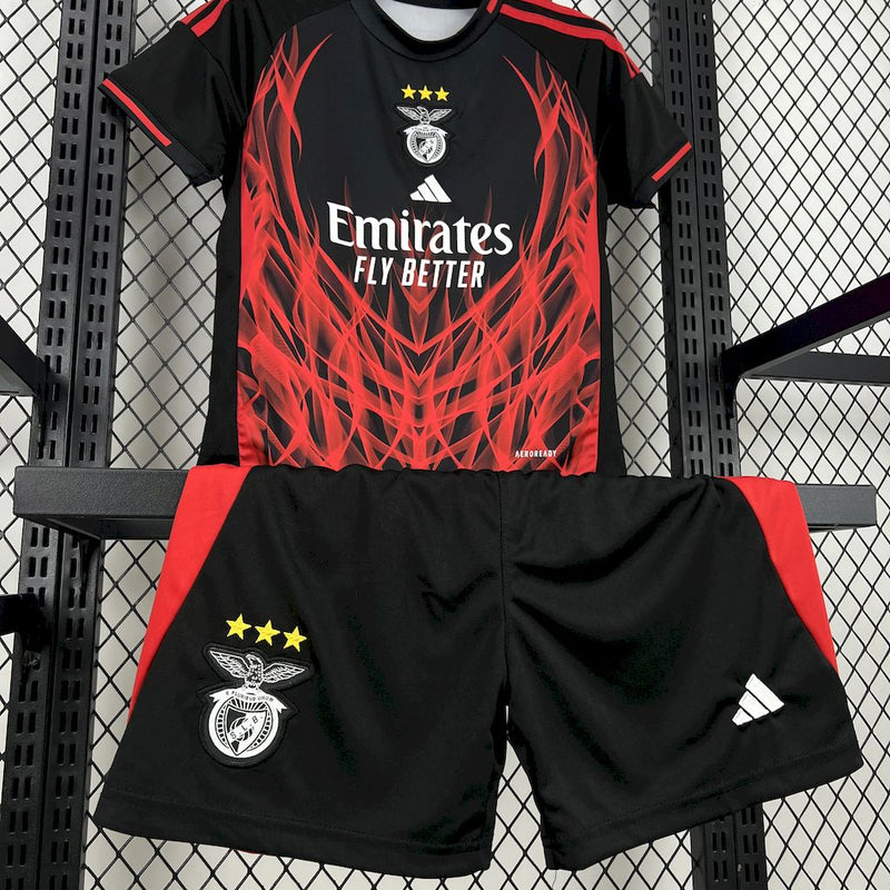 Kit Infantil Benfica Black Red 2025/26 - Adidas Infantil