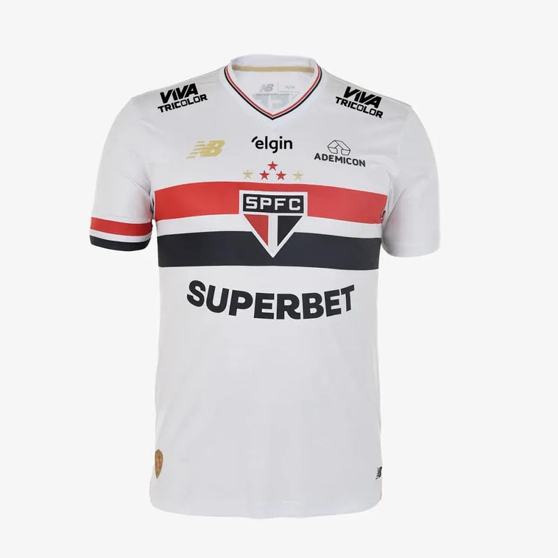 Camisa São Paulo Home + Patrocínios 25/26 - New Balance Versão Torcedor