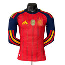 Camisa Espanha Titular Campeã do Mundo 2026/27 - Duas Estrelas + Patch - Manga Comprida Jogador