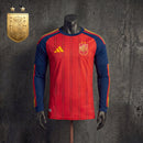 Camisa Espanha Titular Campeã do Mundo 2026/27 - Duas Estrelas - Manga Comprida Jogador
